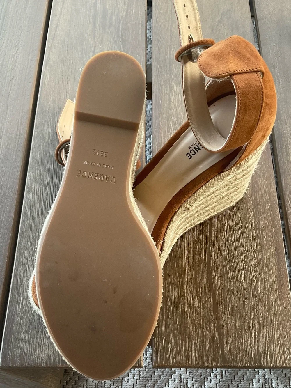 L'AGENCE Elysee Suede Espadrille Wedge Sandals